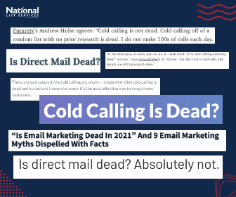 quotes and headlines asking is Email Marketing, Print and Mail, or Cold Calling is dead
